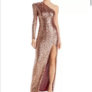 Bronx and Banco One Shoulder Rose Gold Sequin Dress- SZ XS *Worn 1x